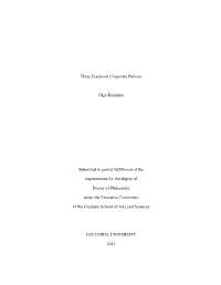 Three Essays on Corporate Policies Olga Kuzmina Submitted in Partial
