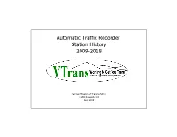 Automatic Traffic Recorder Station History 2009-2018