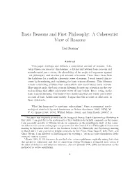 Basic Reasons and First Philosophy: a Coherentist View of Reasons
