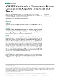 MAP3K6 Mutations in a Neurovascular Disease Causing Stroke, Cognitive Impairment, and Tremor