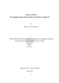 Re-Reading the Rape of the Levite's Concubine in Judges 19