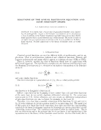 SOLUTIONS of the LINEAR BOLTZMANN EQUATION and SOME DIRICHLET SERIES 1. Introduction Classical Special Functions Are Used In
