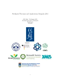 Stochastic Processes and Applications Mongolia 2015