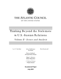 Thinking Beyond the Stalemate in US-Iranian Relations, Volume II