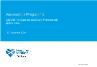 Vaccinations Programme COVID-19 Service Delivery Framework Wave One