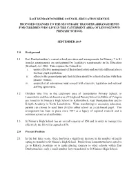 Consultation Report on Secondary Catchment Lennoxtown Primary