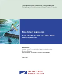 Freedom of Expression: a Comparative Summary of United States and European Law