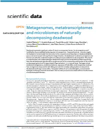 Metagenomes, Metatranscriptomes and Microbiomes of Naturally