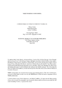 Nber Working Paper Series Common Risk Factors In