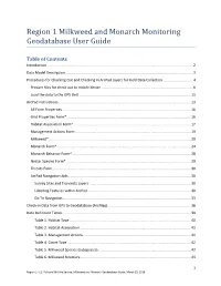 Region 1 Milkweed and Monarch Monitoring Geodatabase User Guide