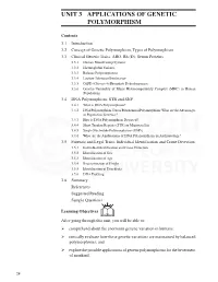 Unit 3 Applications of Genetic Polymorphism