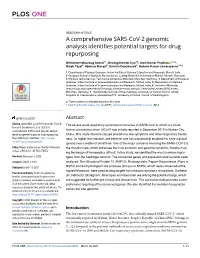 A Comprehensive SARS-Cov-2 Genomic Analysis Identifies Potential Targets for Drug Repurposing