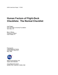 Human Factors of Flight-Deck Checklists: the Normal Checklist