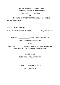 Of 2020 in Suo Motu Contempt Petition (Crl.) No