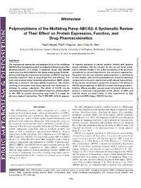 Polymorphisms of the Multidrug Pump ABCG2: a Systematic Review of Their Effect on Protein Expression, Function, and Drug Pharmacokinetics