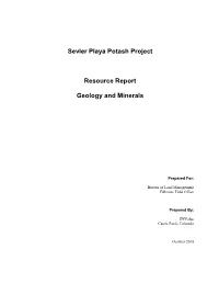 Sevier Playa Potash Project Resource Report Geology and Minerals