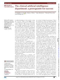 The Clinical Artificial Intelligence Department: a Prerequisite for Success