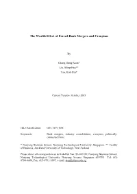 The Wealth Effect of Forced Bank Mergers and Cronyism