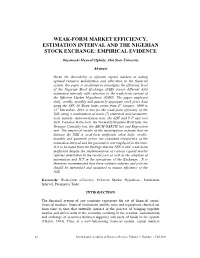 Weak-Form Market Efficiency, Estimation Interval and the Nigerian Stock Exchange: Empirical Evidence