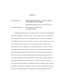 ABSTRACT Title of Dissertation: WORK UNDER DEMOCRACY