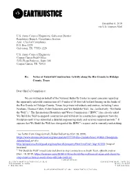 December 4, 2019 Via U.S. Express Mail U.S. Army Corps of Engineers