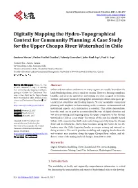 Digitally Mapping the Hydro-Topographical Context for Community Planning: a Case Study for the Upper Choapa River Watershed in Chile