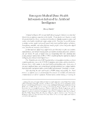 Emergent Medical Data: Health Information Inferred by Artificial Intelligence