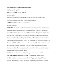Final Rule: Removal of Certain References to Credit Ratings And