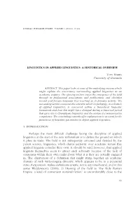 Linguistics in Applied Linguistics: a Historical Overview