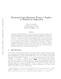 Maximal Gaps Between Prime K-Tuples: a Statistical Approach