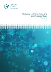 Reducing Methane Emissions: Best Practice Guide Venting November 2019 Disclaimer This Document Has Been Developed by the Methane Guiding Principles Partnership
