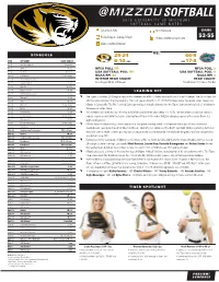 @ Softball 2018 University of Missouri Softball Game Notes