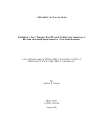 UNIVERSITY of NEVADA, RENO Introduction to Quartz Resonator