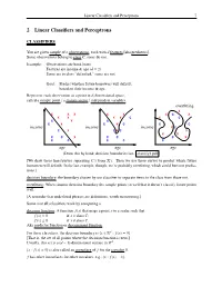 2 Linear Classifiers and Perceptrons