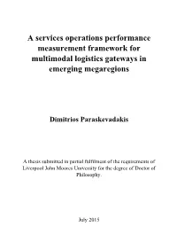 A Services Operations Performance Measurement Framework for Multimodal Logistics Gateways in Emerging Megaregions