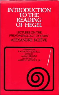 Introduction to the Reading of Hegel
