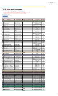 List of AQ in Other Provinces Compiled by Department of Consular Affairs | for More Information, Please Visit Note : 1