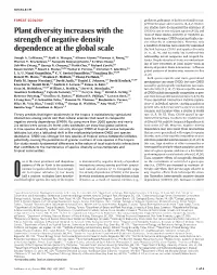 Plant Diversity Increases with the Strength of Negative Density Dependence at the Global Scale