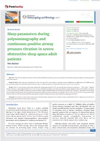 Sleep Parameters During Polysomnography and Continuous Positive Airway Pressure Titration in Severe Obstructive Sleep Apnea Adult Patients