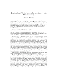 Teaching Israel/Palestine Issues at Harvard: Interview with Duncan Kennedy