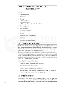 Unit 6 Shelving and Shelf Rectification