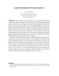 A Gentle Introduction to Process Algebras?