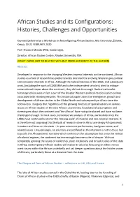 African Studies and Its Configurations: Histories, Challenges and Opportunities