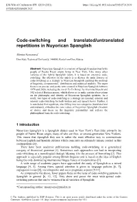 Code-Switching and Translated/Untranslated Repetitions in Nuyorican Spanglish