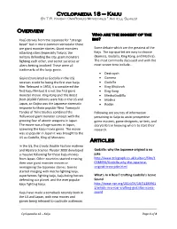 Cyclopaedia 18 – Kaiju Overview Articles