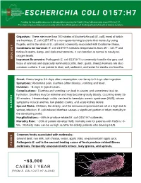 E. Coli O157:H7 Is a Non-Spore-Forming Bacteria That Moves by Using