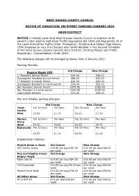 Notice of Variation: On-Street Parking Charges 2021 Arun District