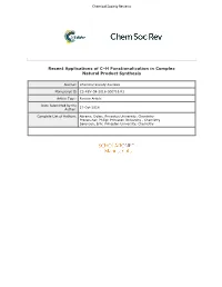 Recent Applications of C–H Functionalization in Complex Natural Product Synthesis