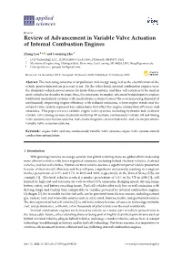 Review of Advancement in Variable Valve Actuation of Internal Combustion Engines