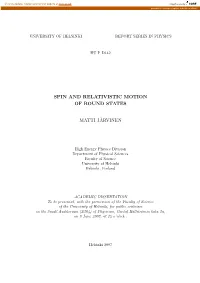 Spin and Relativistic Motion of Bound States